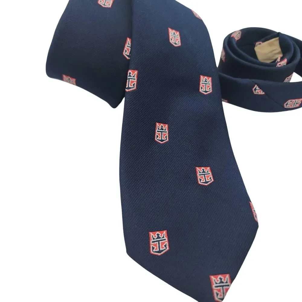 Reis Of New Haven Tie Mens Blue Logo Geometric Classic Necktie One Size